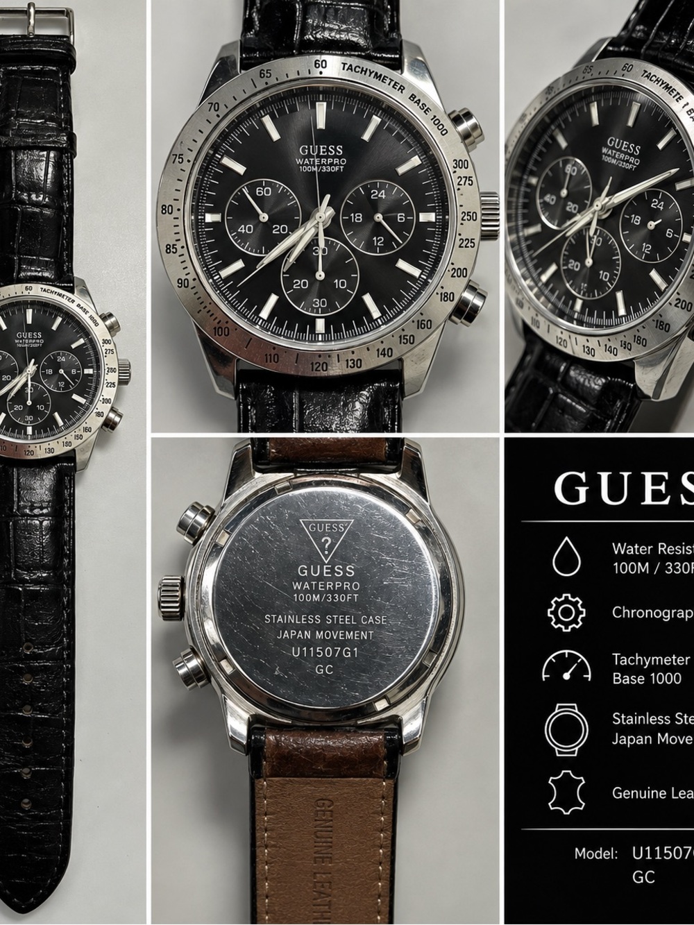 GUESS Men's WaterPro Black Chronograph Watch